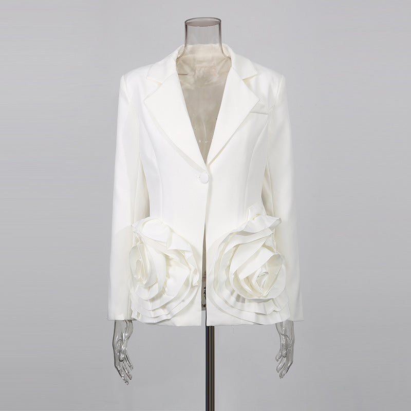 Elegant Three-dimensional Flower Autumn High-grade Design Blazers