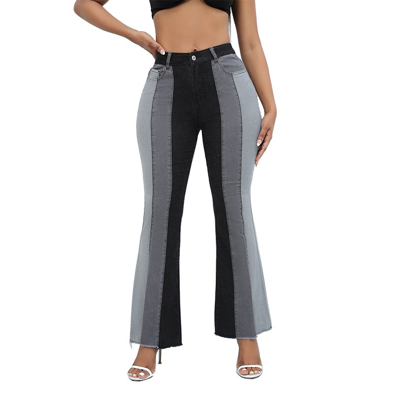 Women's Stretch Fashion Washed Contrast Color Jeans
