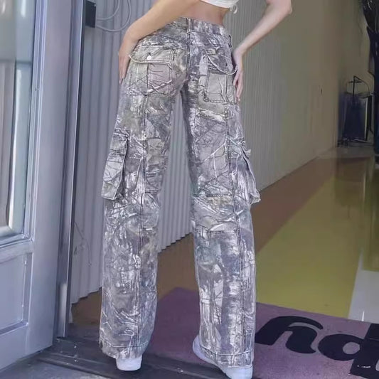 Women's Hot Camouflage Straight Loose Low Waist Jeans