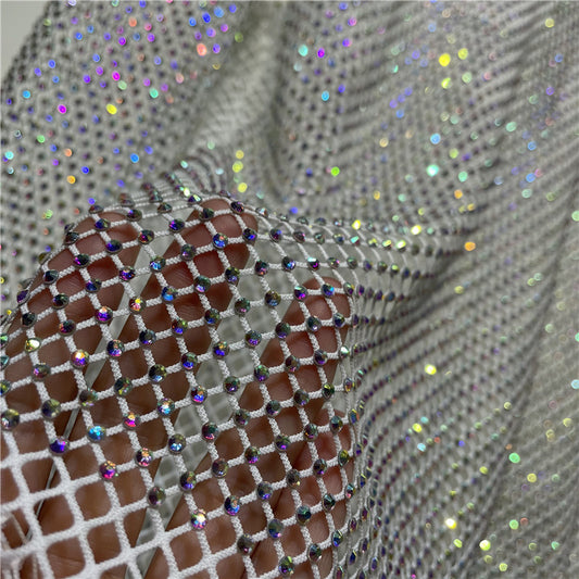 Star Hollow Out Shiny Colorful Crystals People Fishnet Blouses
