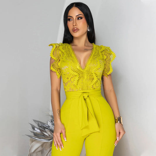 Women's Sexy Sleeveless Solid Color Trousers Style Pants