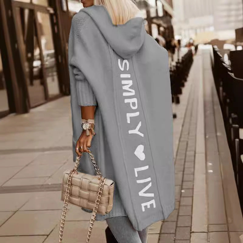 Unique Cool Hooded Loose Knitted Mid-length Jackets