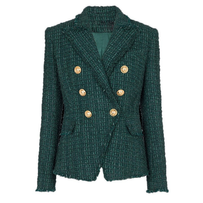 Fabric Tassel Fringe Tweed Slim Fit Coats