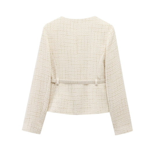 Women's Classic Style Belt Texture Casual Suits