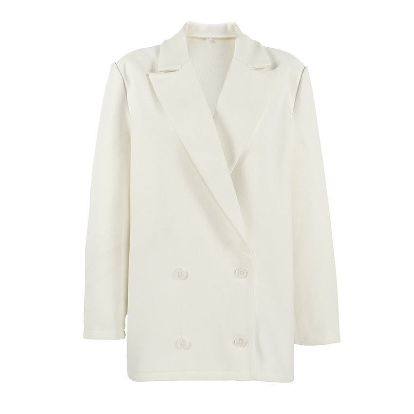 Women's French Retro Old Money Style Beige Woolen Winter Lapel Coats