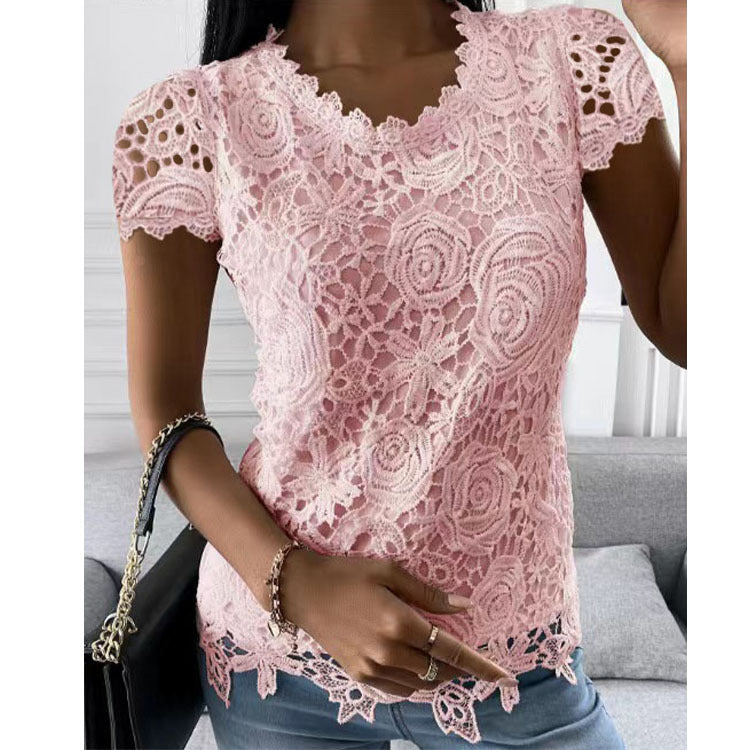 Women's Pretty Classic Summer Lace Shirt Tops