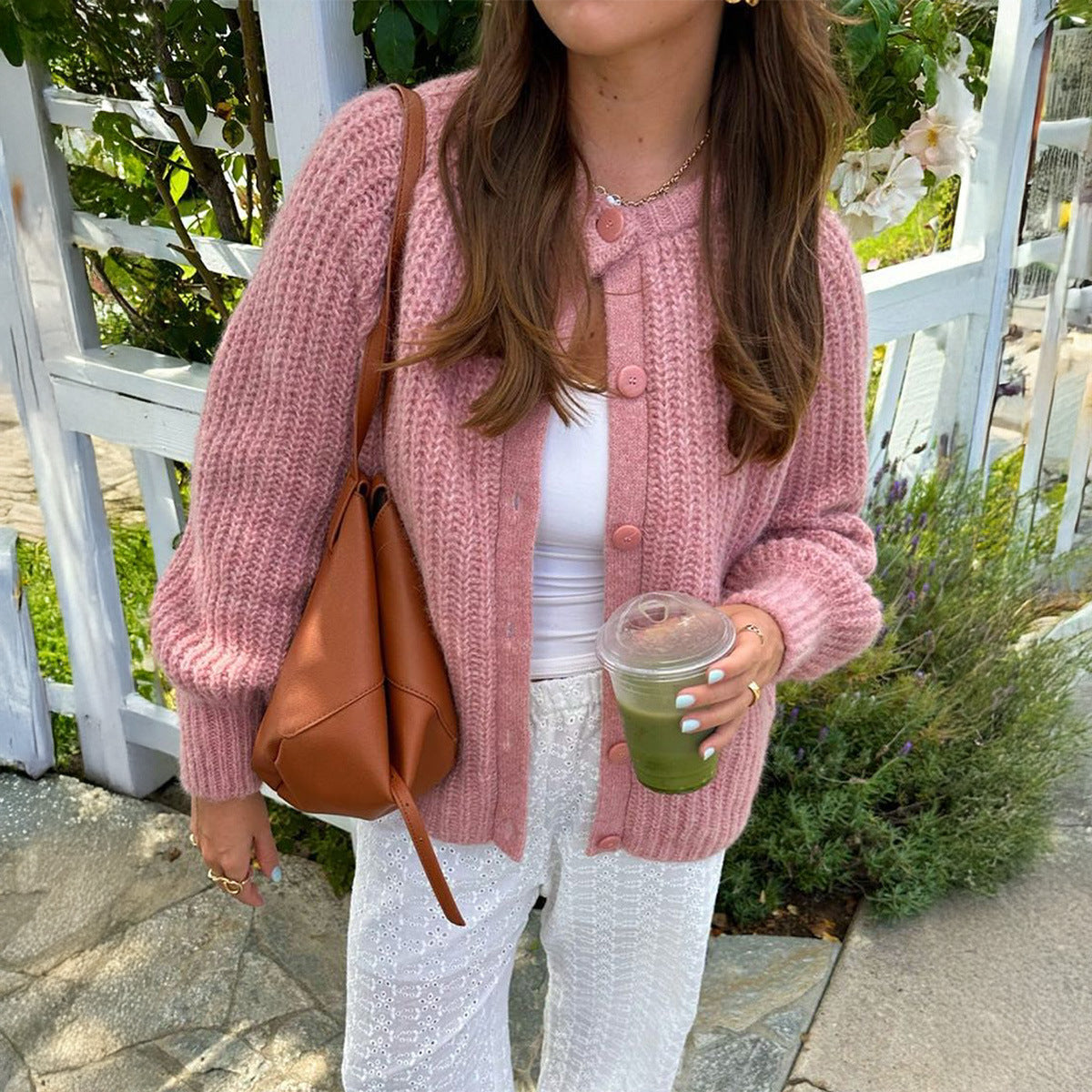 Women's Casual Minimalist Long Sleeve Button Shirt Sweaters