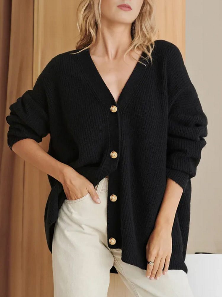 Women's Glamorous Classic Solid Color Buttons Sweaters