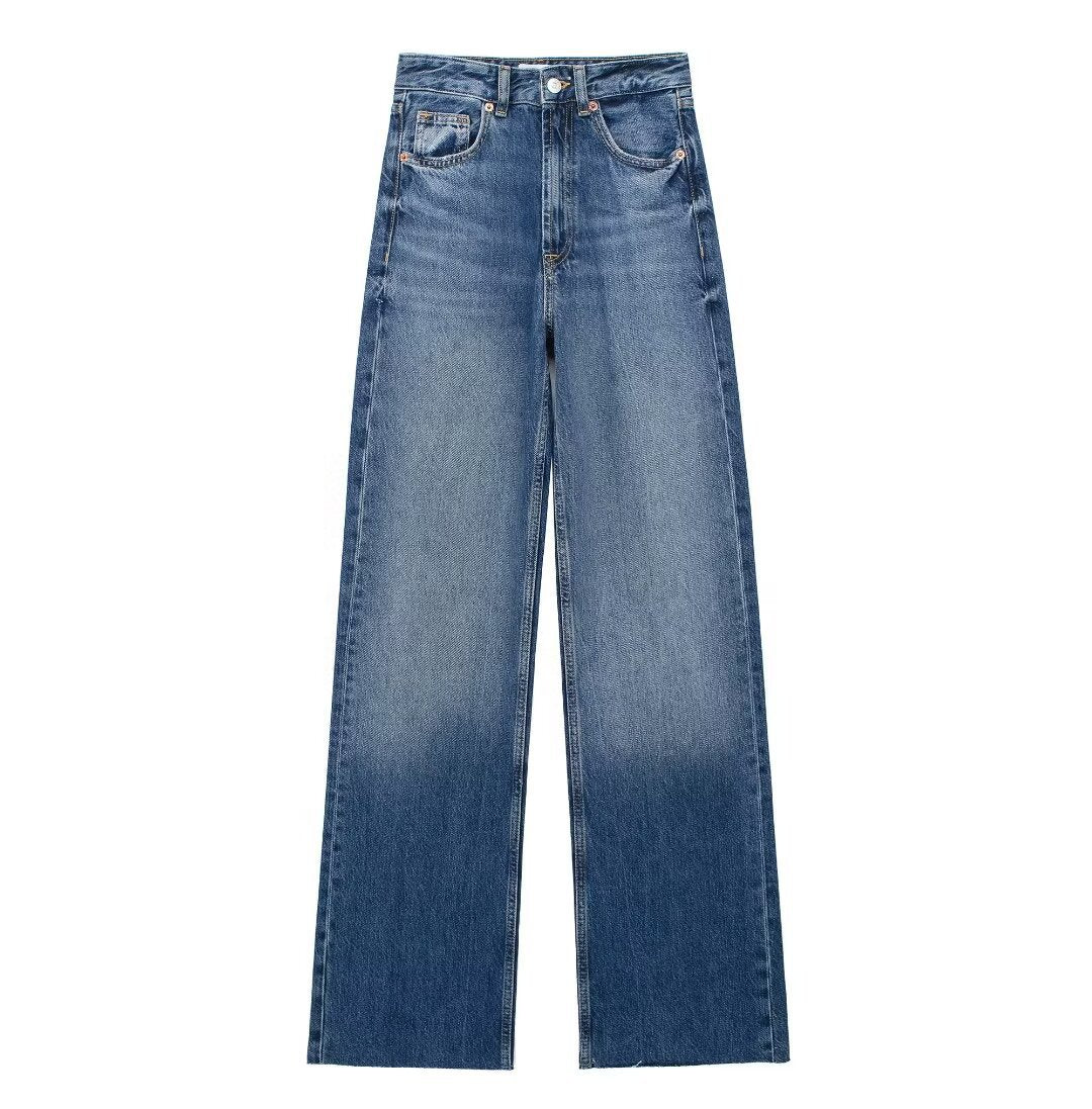 Women's Retro Easy Matching High Waist Wide Leg Jeans