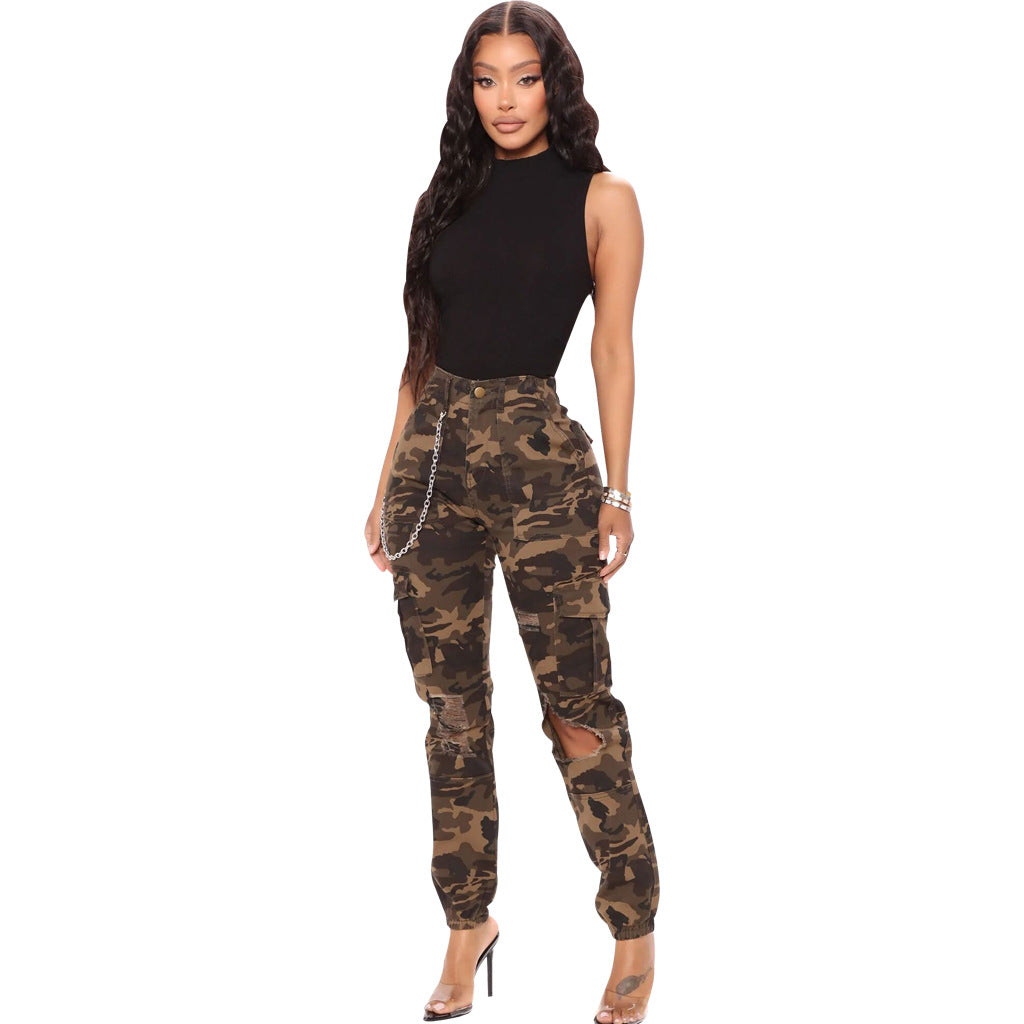 Fashion Slim Fit Camouflage Printed Comfort Casual Jeans