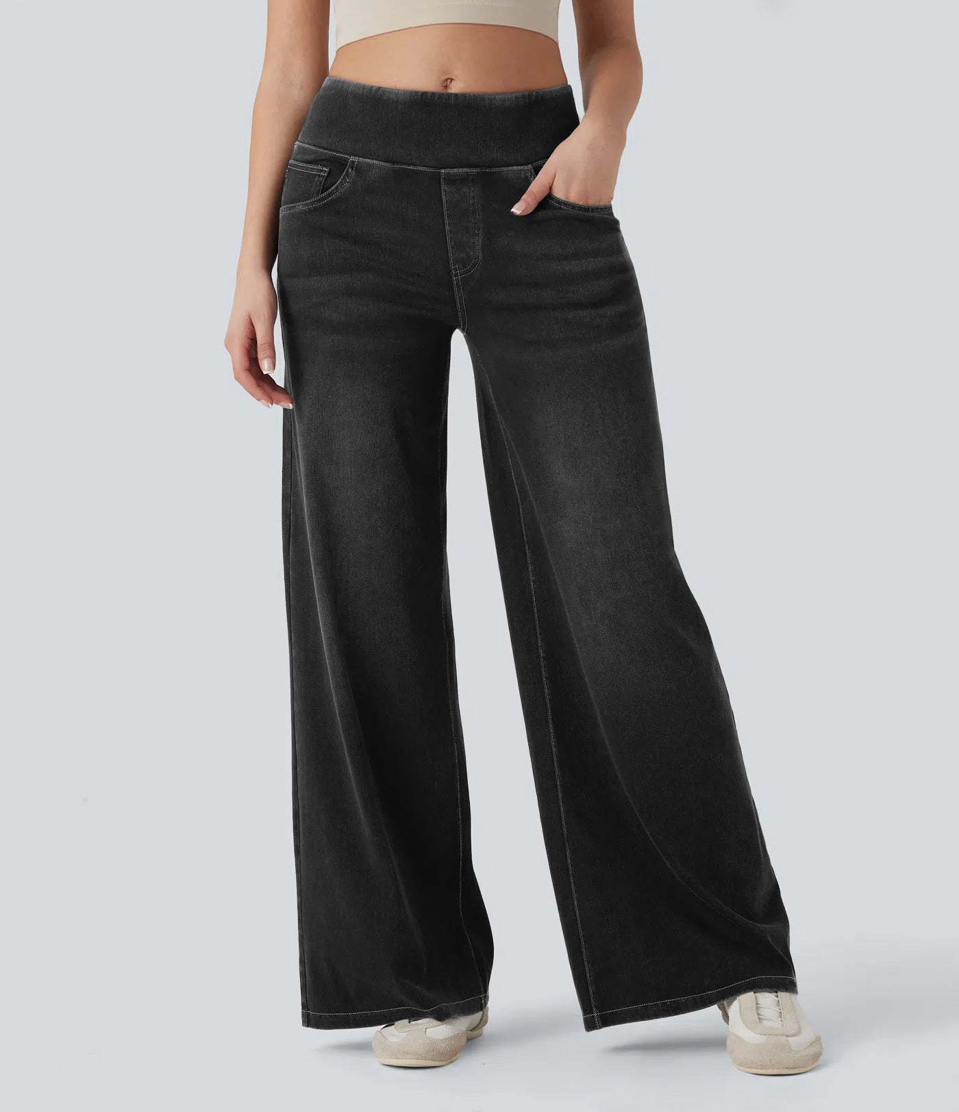 Women's Loose Zip Wide Leg Slim Fit Jeans