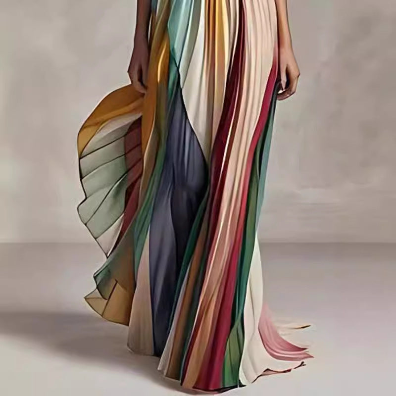 Trendy Sexy Tube Printed Color Dress Dresses