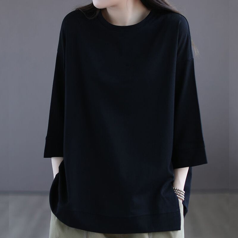 Women's Summer Loose Bottoming Shirt With Solid Blouses