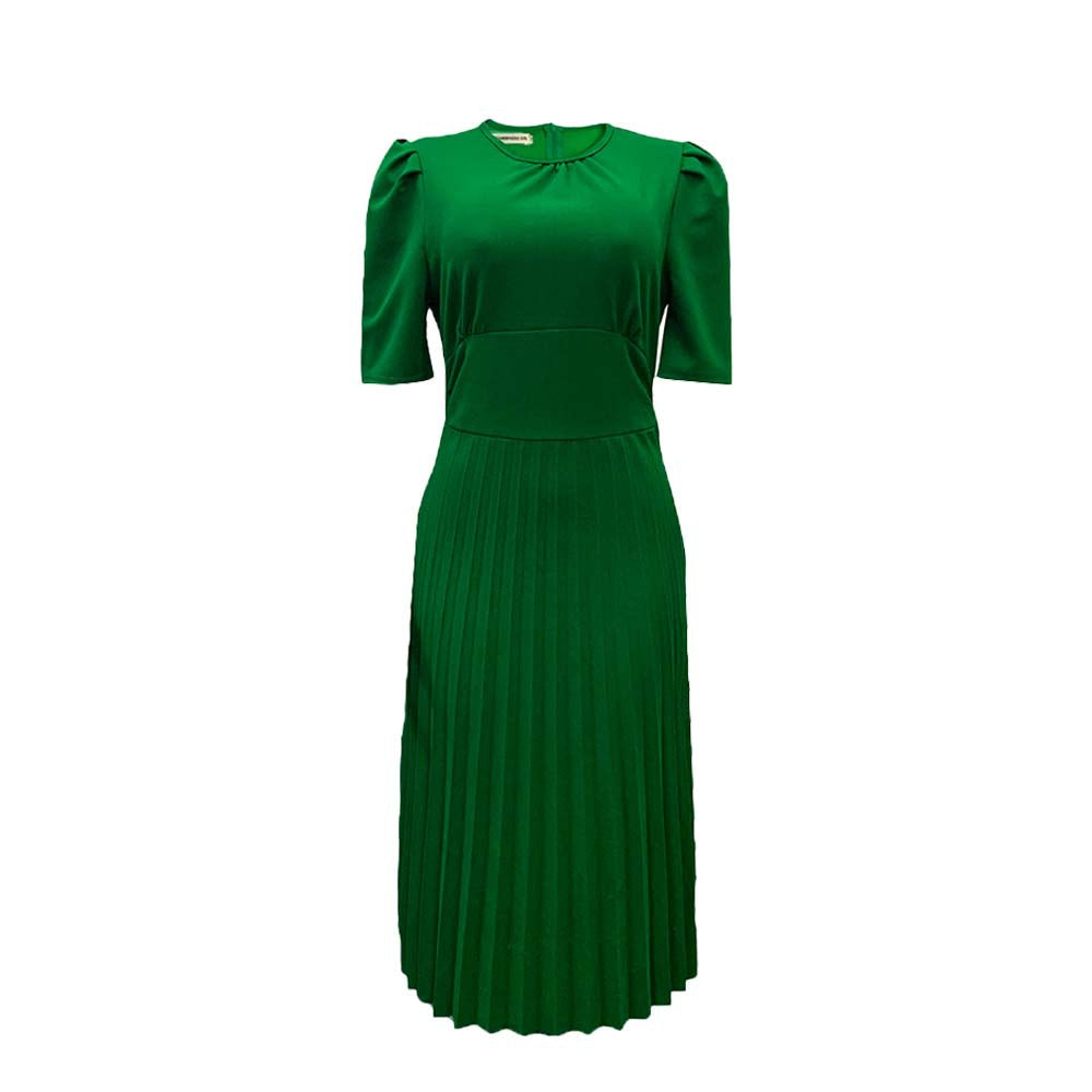 Summer Sleeve Pleated Solid Color Dress Dresses