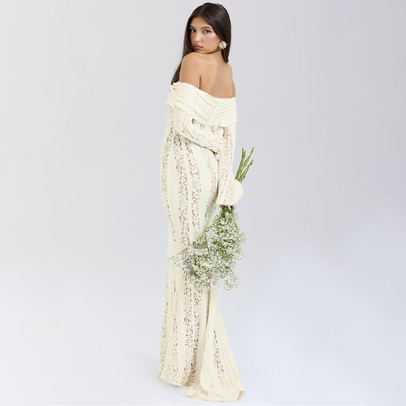 Women's Sexy Long Sleeve Lace Hollow Out Dresses