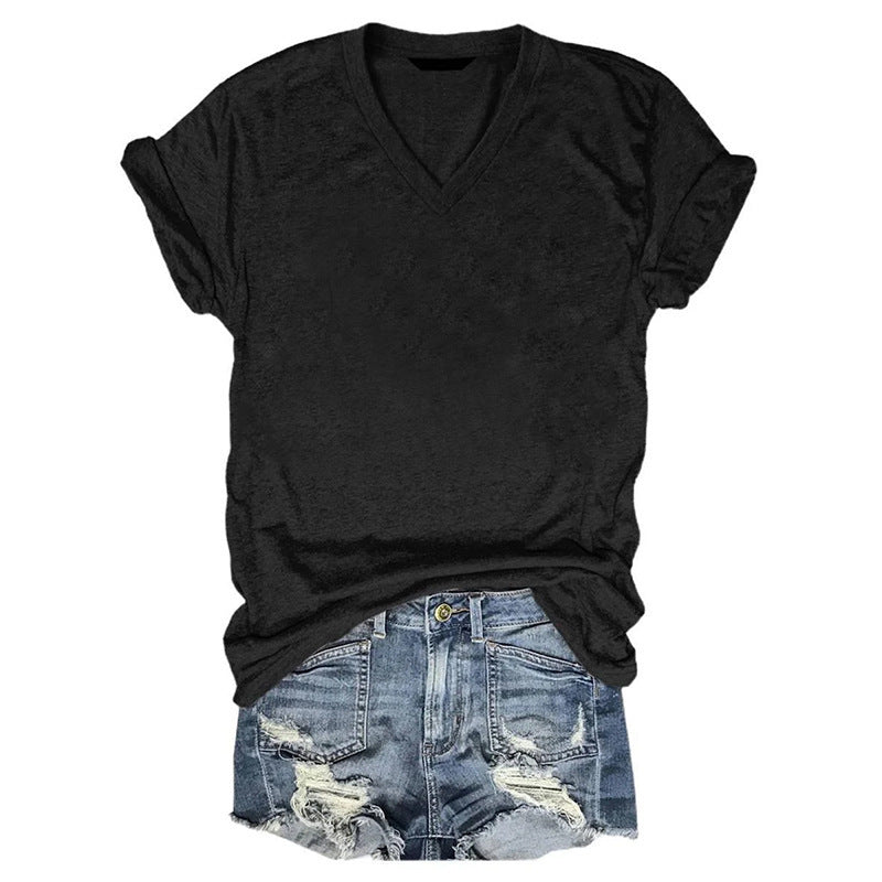 Women's Casual Loose Pullover Short-sleeved T-shirt Printed Blouses
