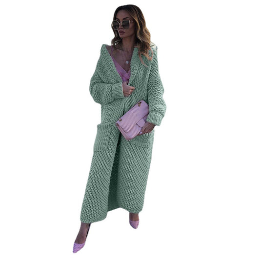 Women's Temperament Commute Lapel Knitted Solid Color Cardigans