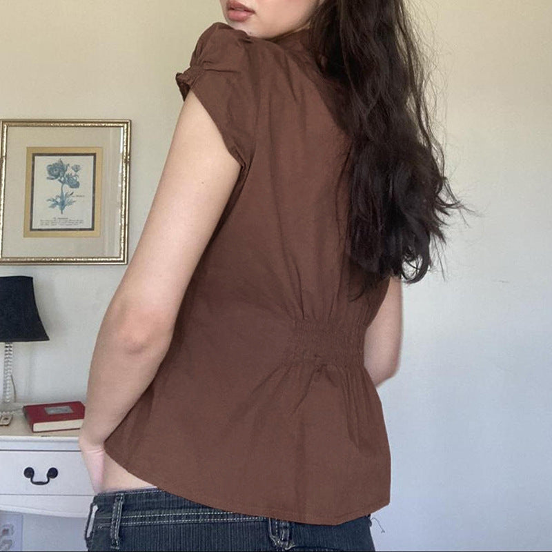 Women's Hot Style Basic Shirt Elegant Waist Blouses