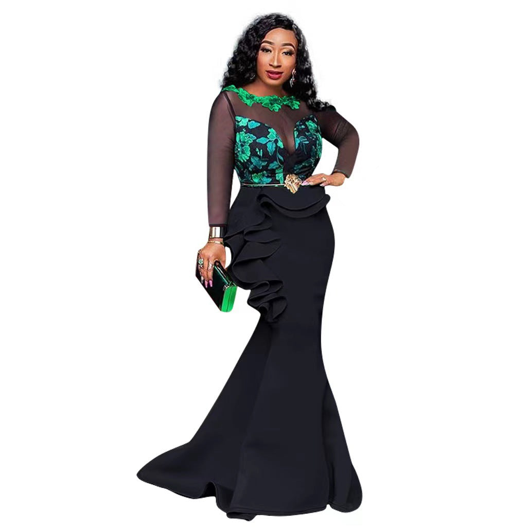 Women's Trendy Dress Lace Mesh Ruffled Dresses