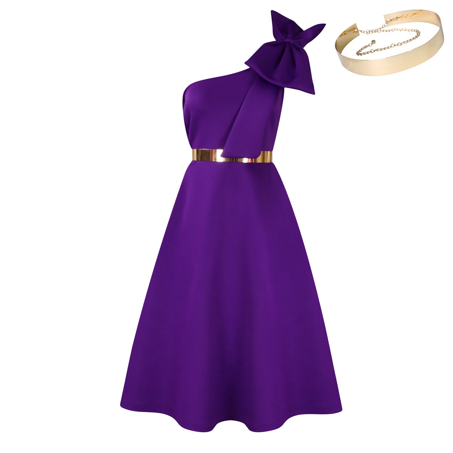 Women's Summer Fashion Oblique Shoulder Bow Banquet Dresses