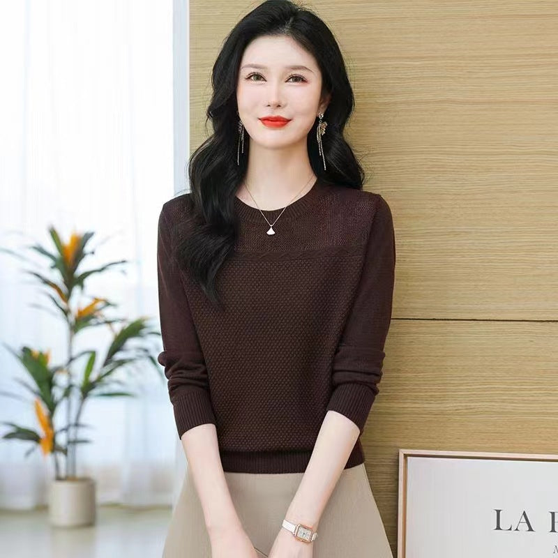 Women's Round Neck Jacquard Long-sleeved Loose Casual Temperament Wild Sweaters