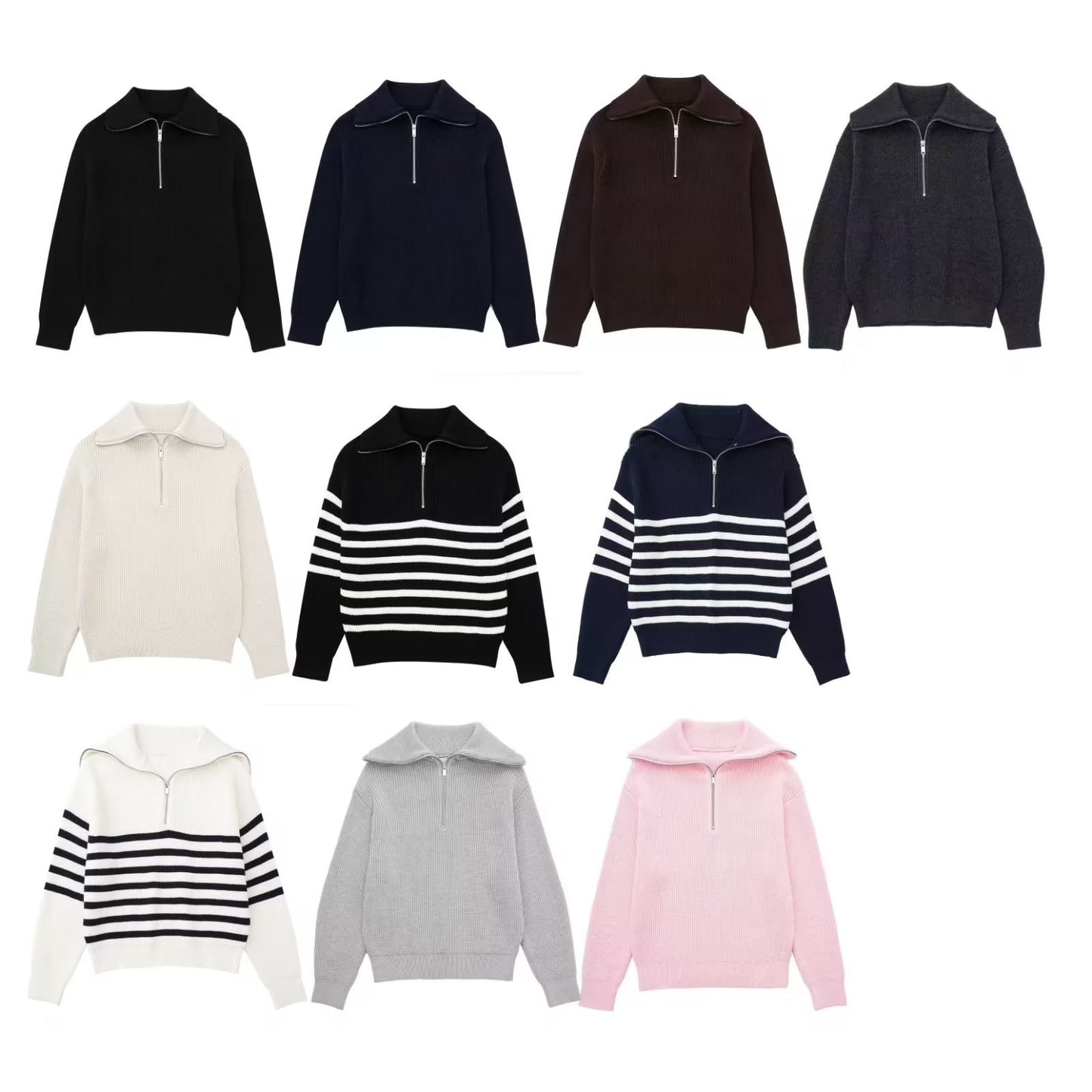 Women's French Casual Open Collar Wool Knitwear