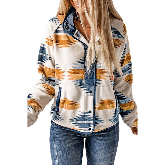 Women's Contrast Color Lapels Plush For Jackets