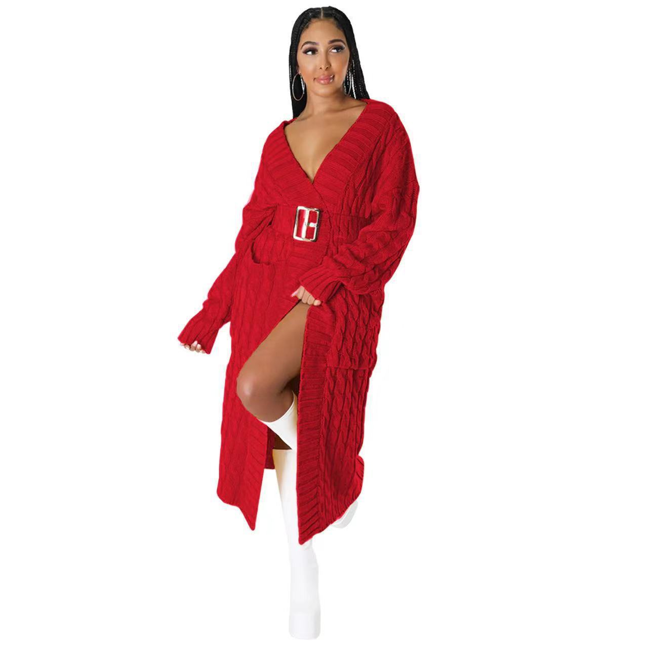 Women's Fashion Casual Long-sleeved Long Solid Color Sweaters