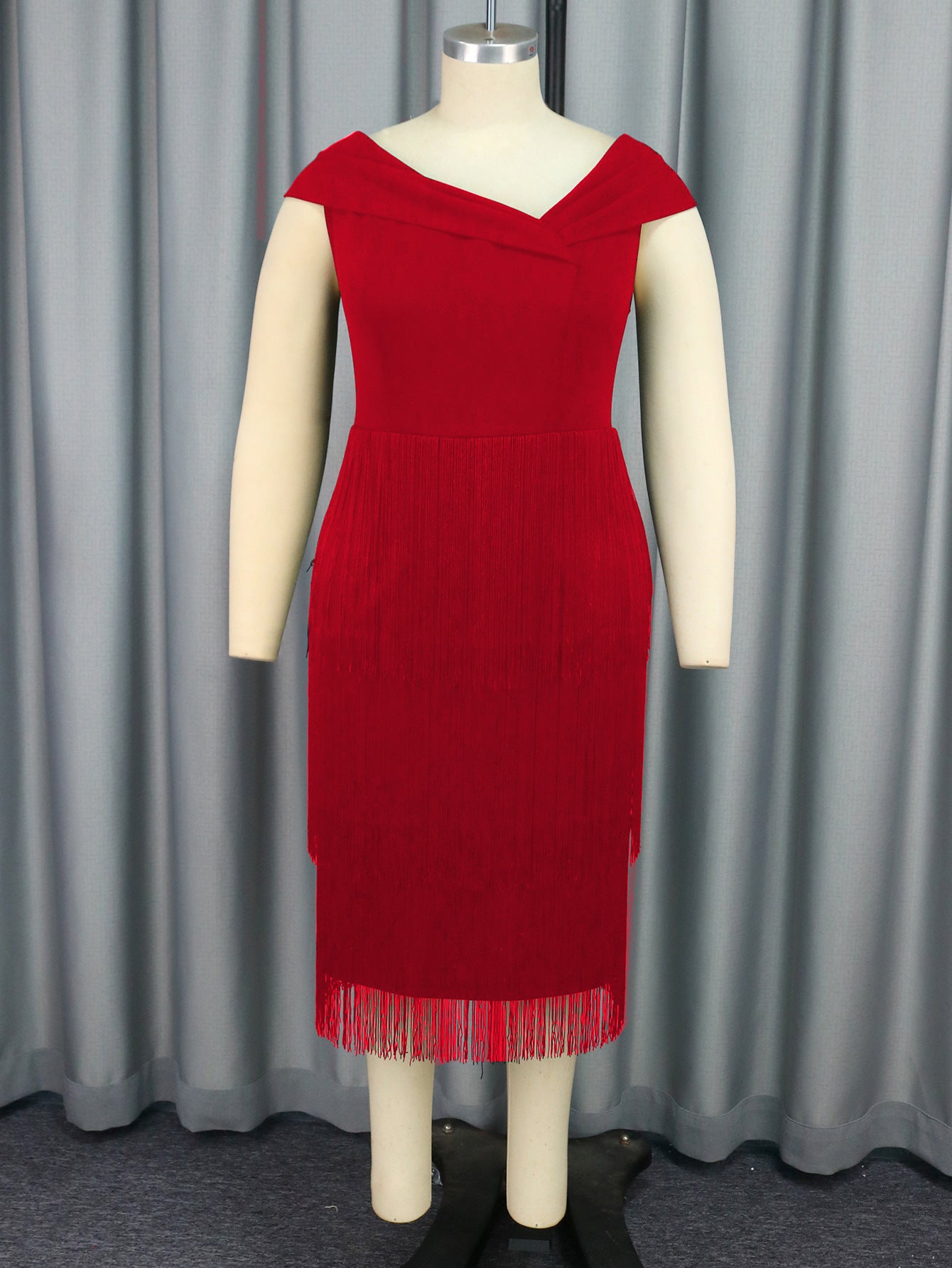 Collar Sleeveless Tassel Dress Party Prom Dresses