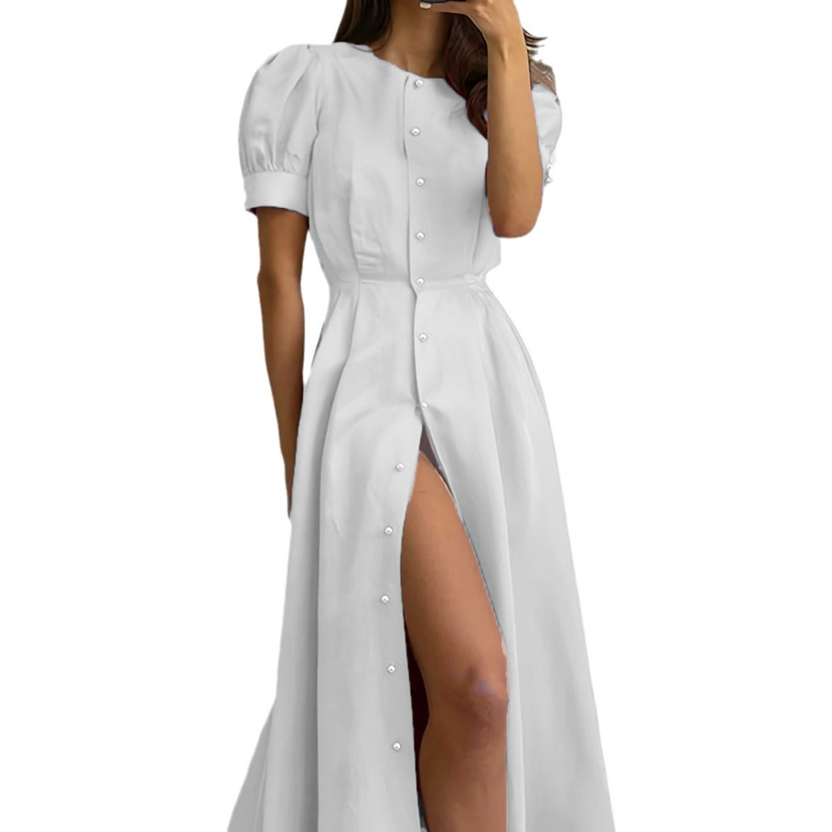Solid Color Elegant Slim High Waist Dresses