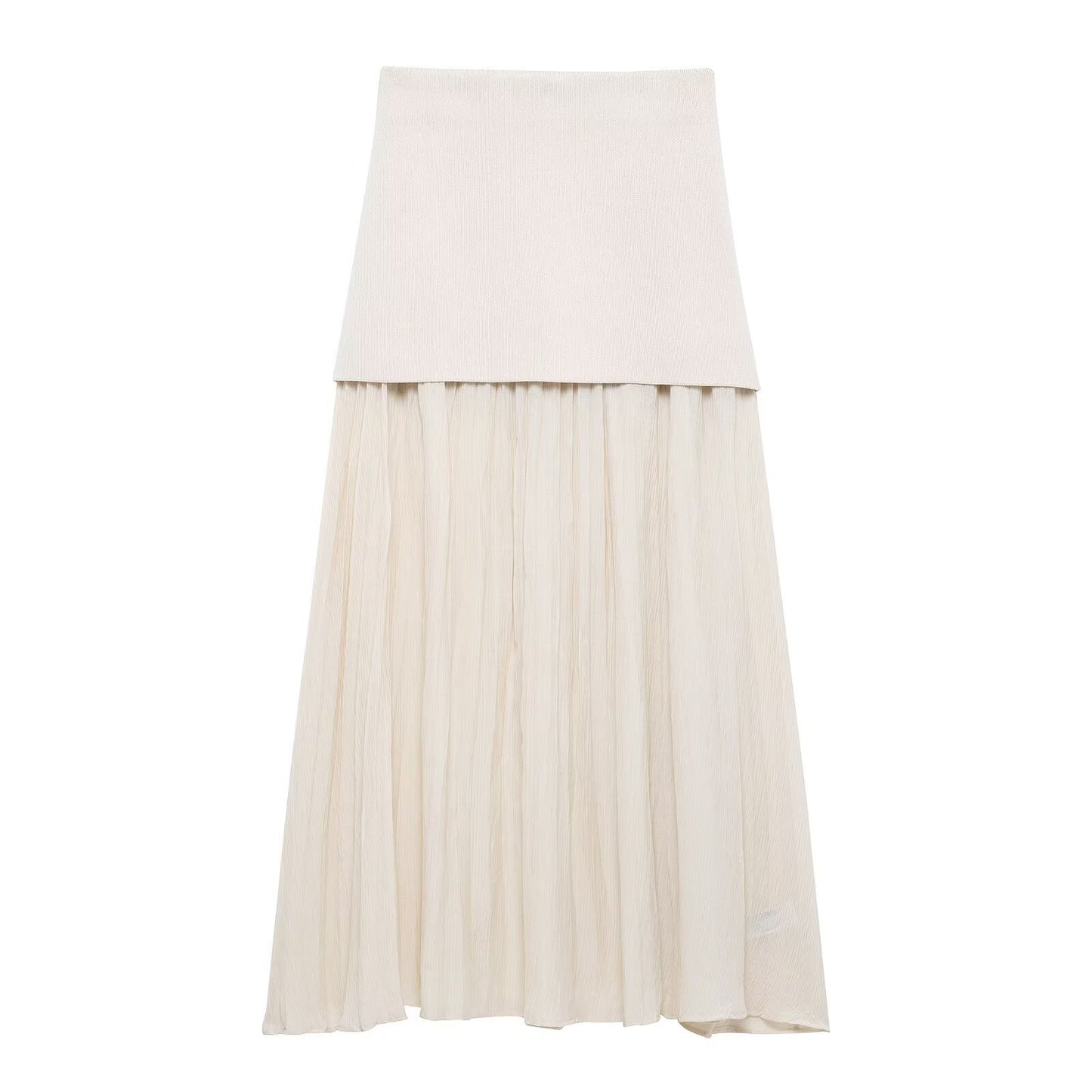 Women's Autumn Temperament Knitted Small Pleated Stitching Skirts