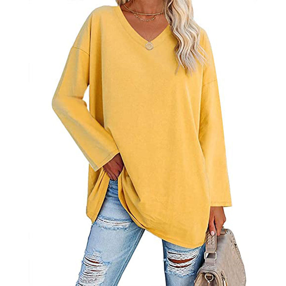 Women's Oversized T-shirt Color Loose Shoulder Sleeve Blouses