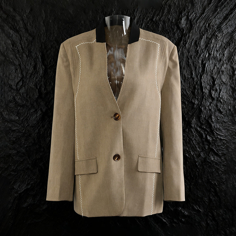 Commute Style Long Sleeve Color Matching Coats