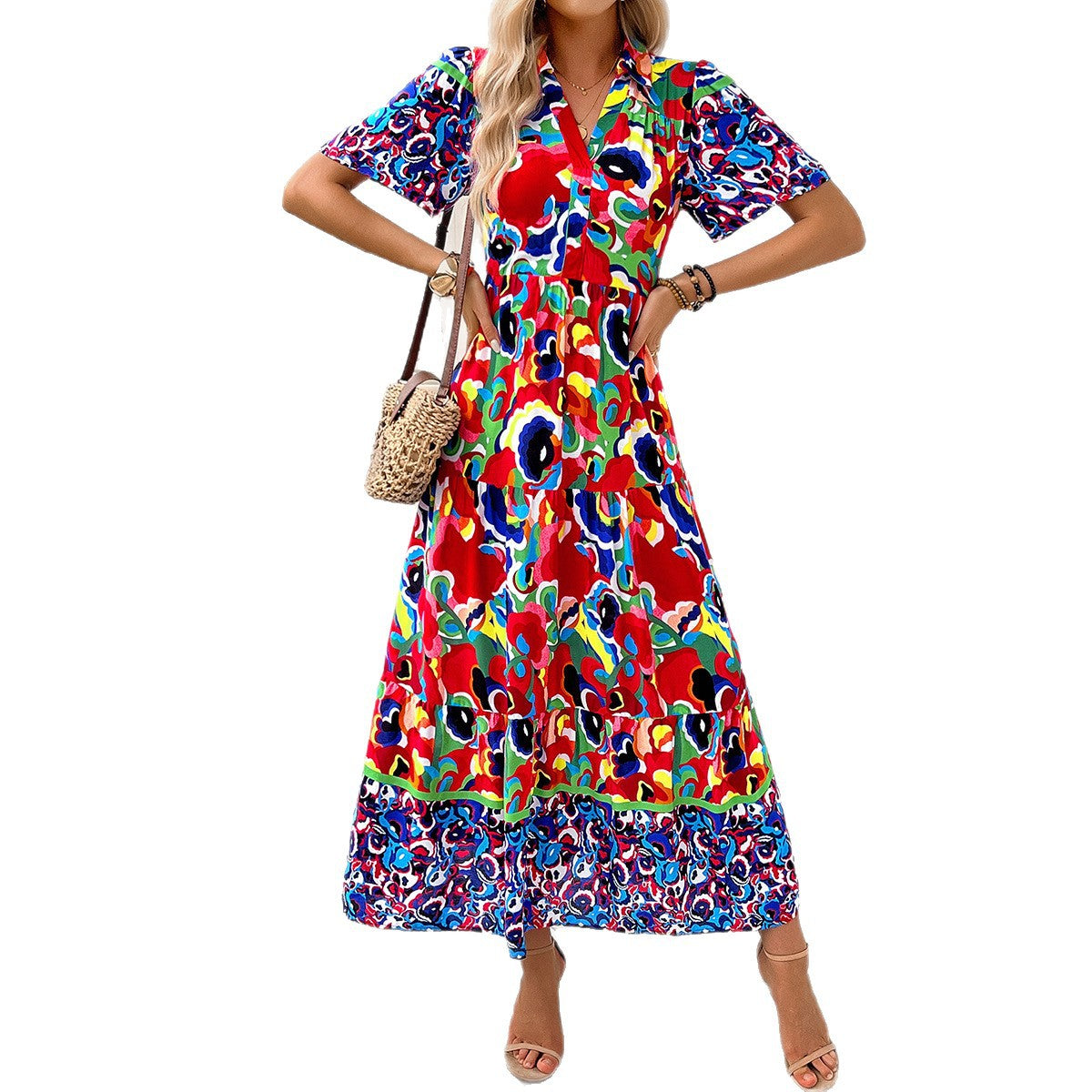 Comfortable Women's Holiday Casual Style Printed Dress