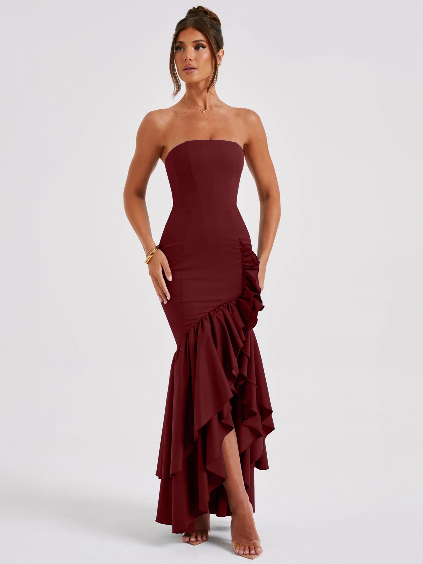 Women's Summer Elegant Tube Slit Fashion Slim Dress