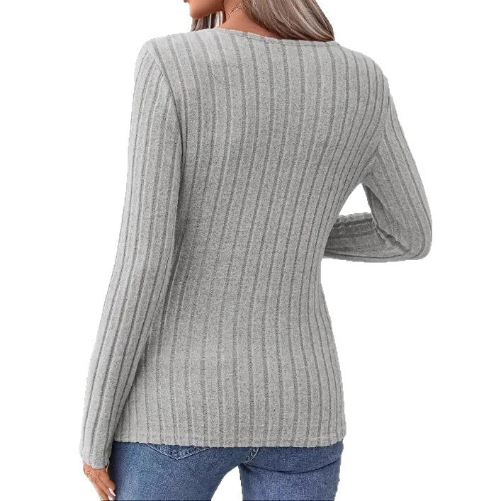 Women's Sunken Stripe Brushed Large Long-sleeved Knitted Women's Sweater