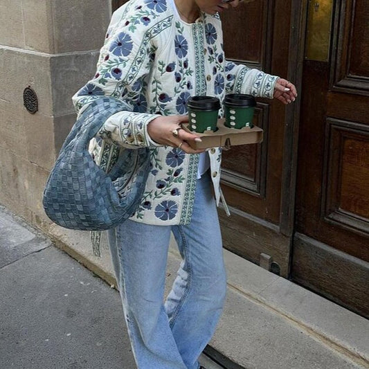 Stylish Glamorous Single-breasted Long Sleeve Printed Coats