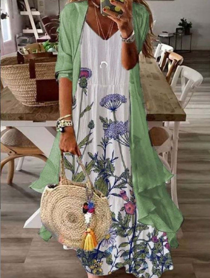 Women's Print Holiday Suspender Dress Indian Style Dresses