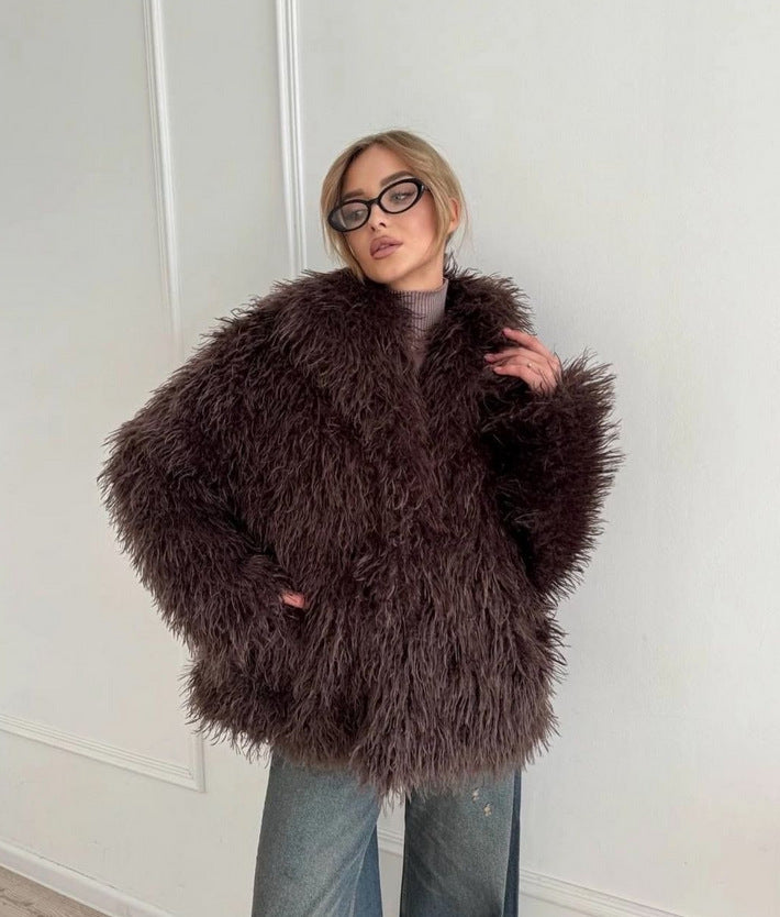 Women's Fur Large Lapel Artificial Fashion Fox Coats