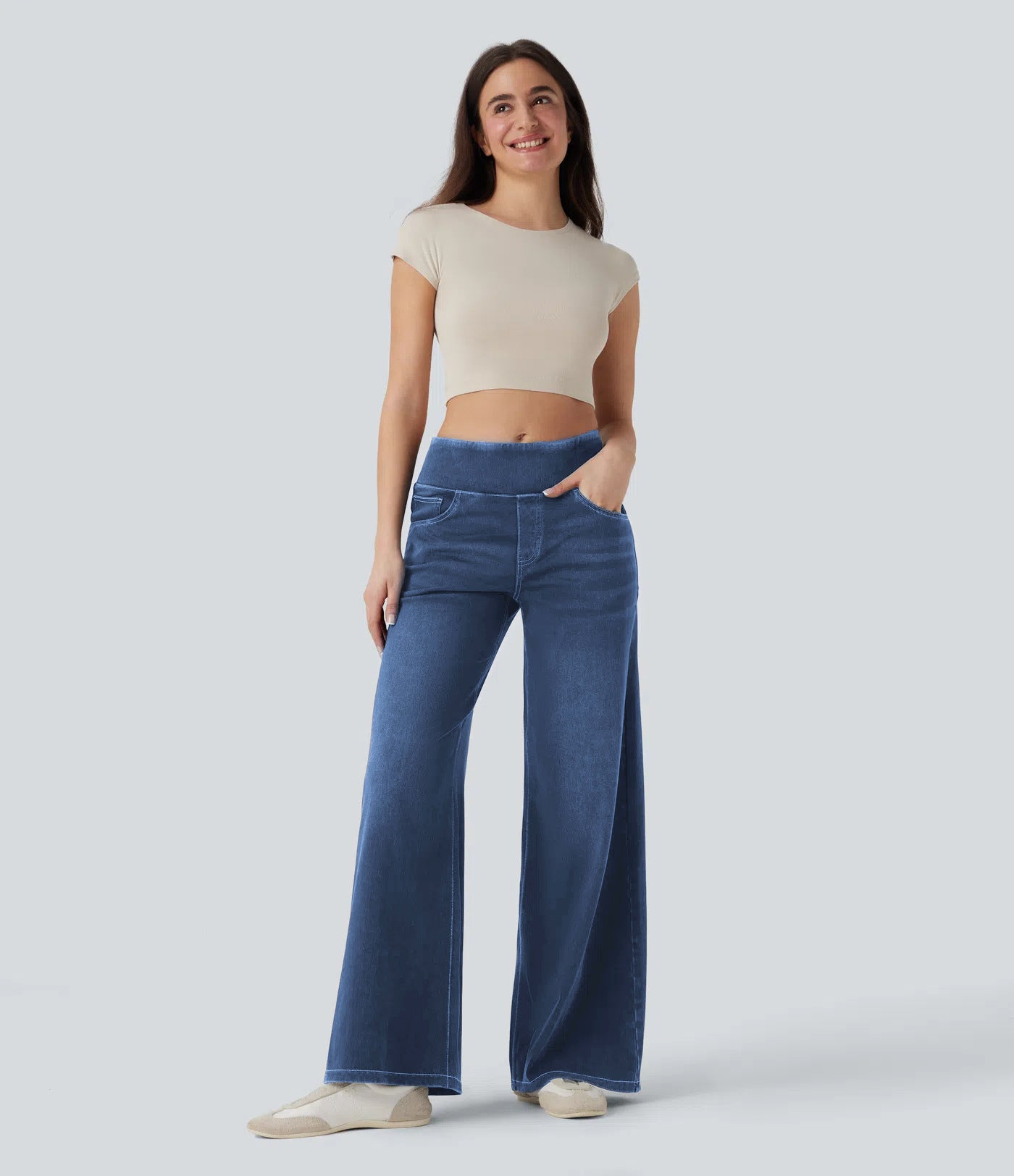 Women's Loose Zip Wide Leg Slim Fit Jeans