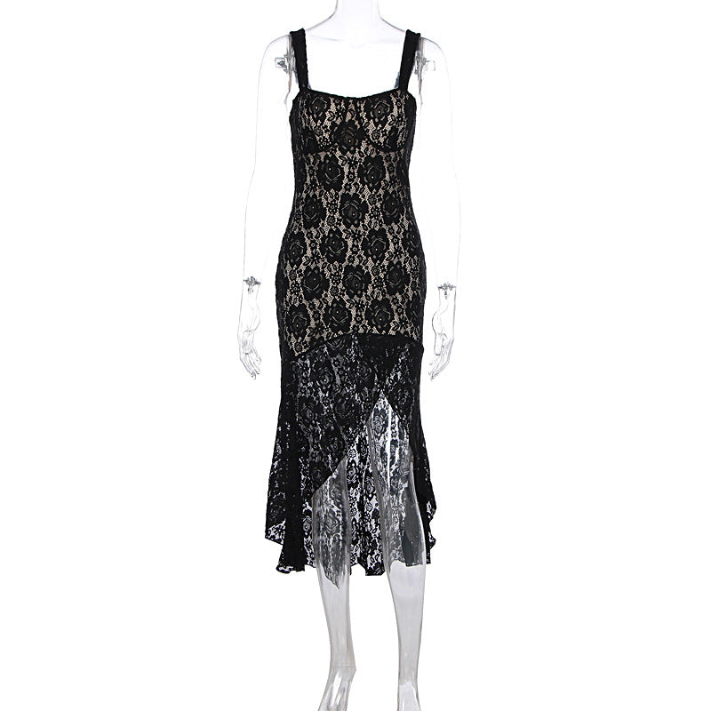 Women's Sexy Lace Sling Slim Fit Slit Dresses