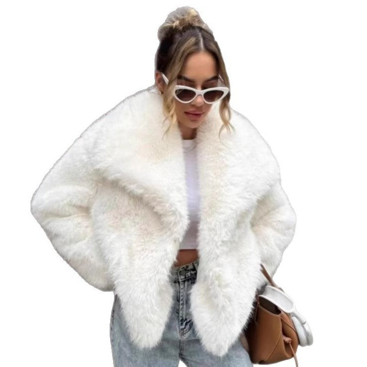 Women's Fur Large Lapel Street Shot Fluffy Coats