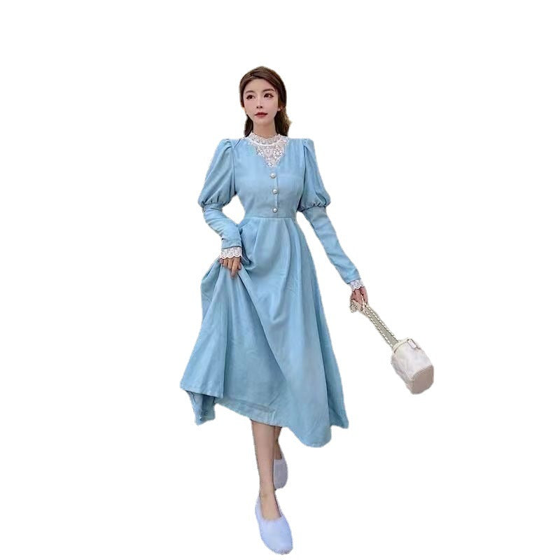 Royal Style Lace Stitching Fairy Autumn Lady Jumpsuits