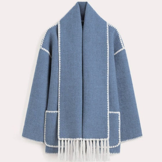 Women's Fashion Woolen Thick Loose With Scarf Coats