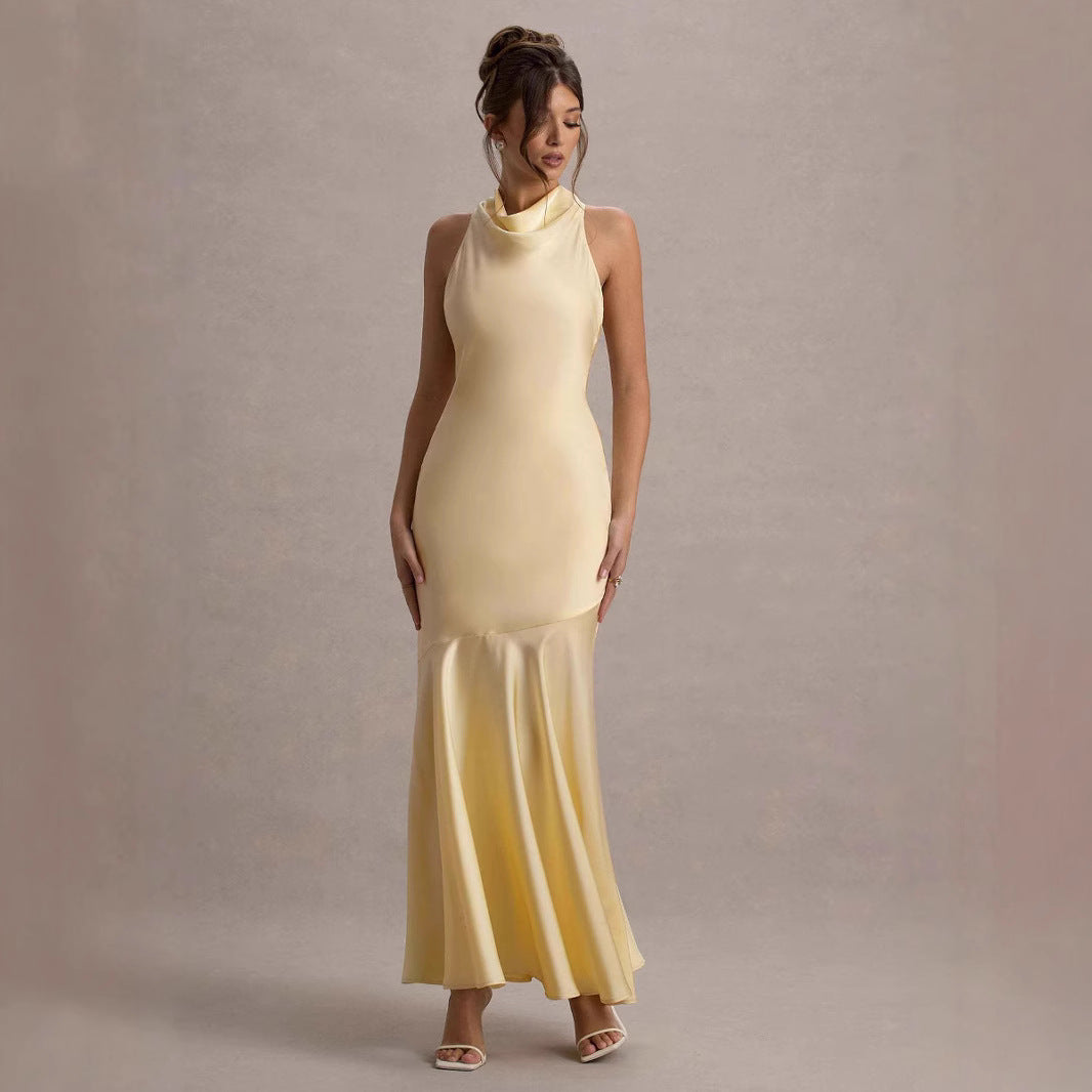 Women's Fishtail Dress Slant Shoulder Toast Banquet Dresses