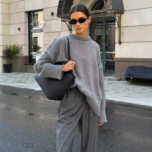 Round Neck Pure Color Casual Lazy Sweaters