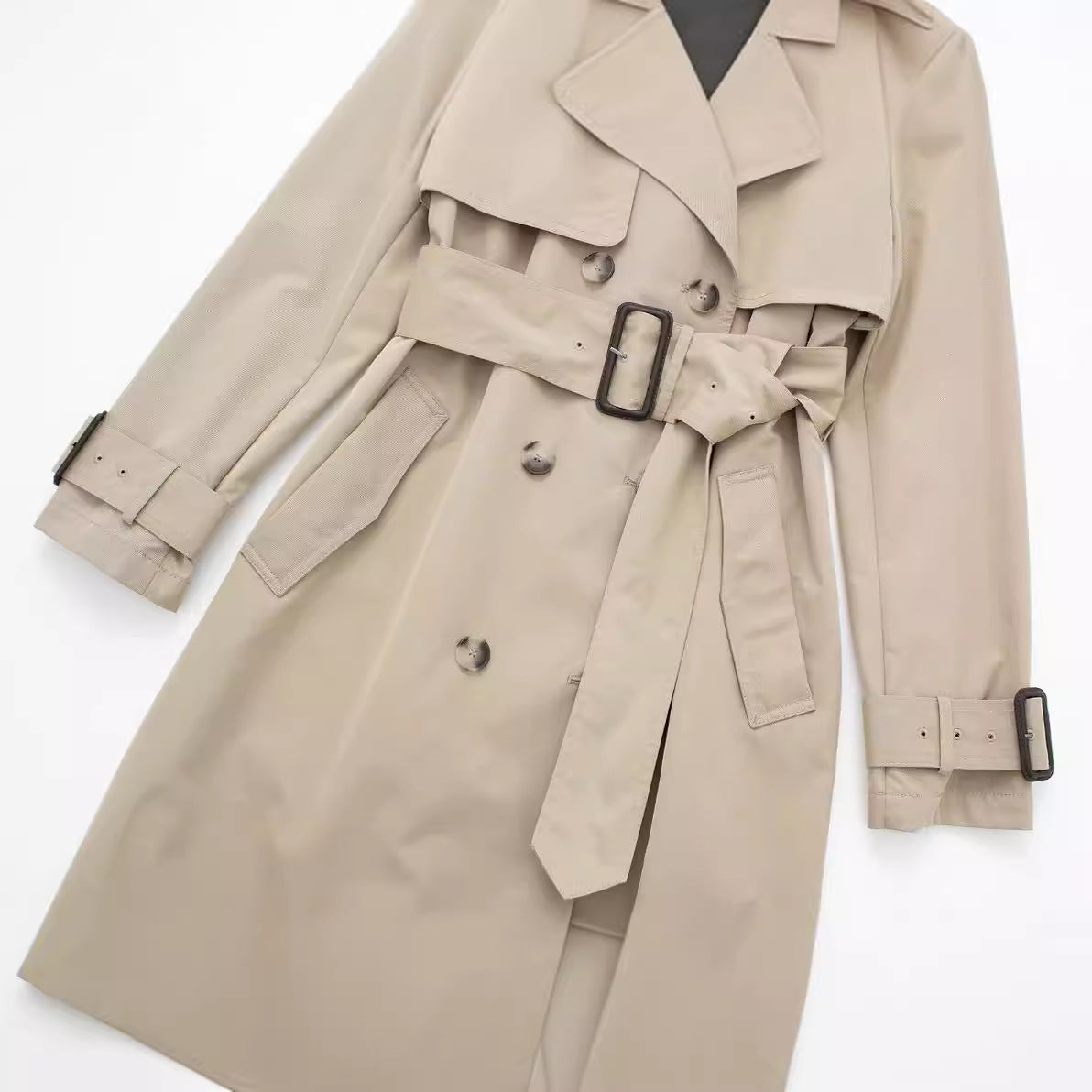 Women's New French Ornament Belt Trench Coats