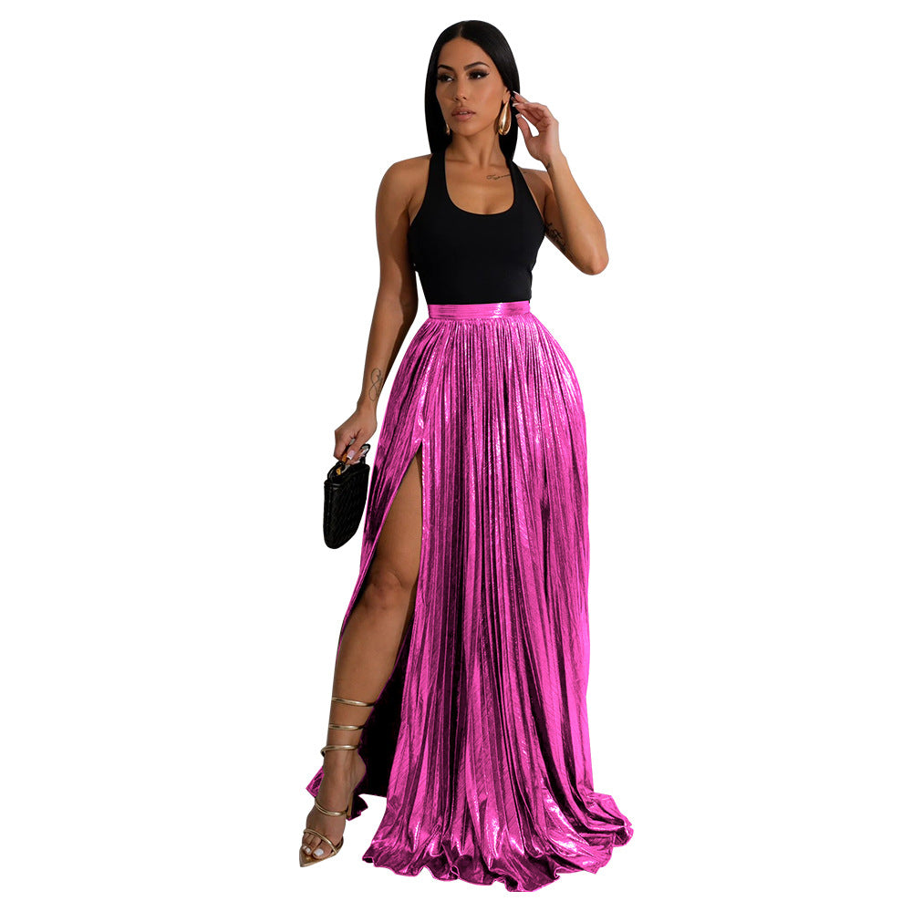 Women's Graceful Fashionable Solid Color High Waist Skirts