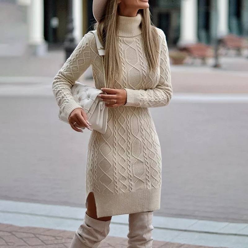Women's Innovative Turtleneck Long Warm Dress Sweaters
