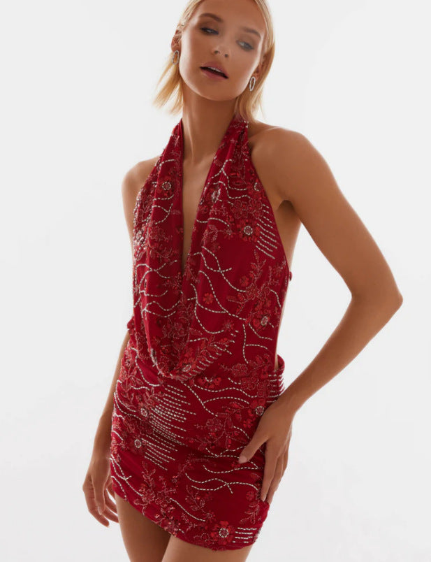 Dress Female Summer Bead Tube Sequin Dresses